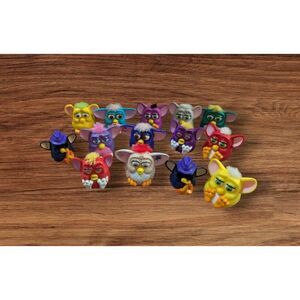 Vintage Furby Kids Meal Toy Set Of 14 Figures With Colorful Designs